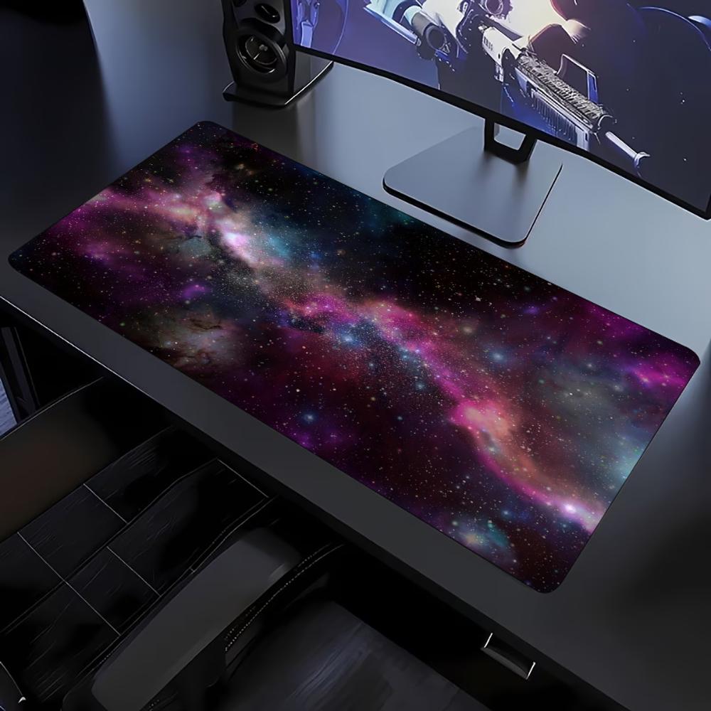 Tradescantia Purple - パープルギャラクシーネビュラスペース大型拡張マウスパッド、滑り止めゴム製デスクマット、縁縫い加工済み、ゲーミングノートパソコンデスクトップ用