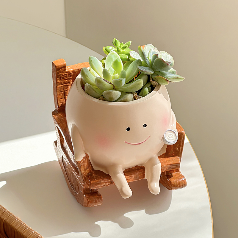 スタイリッシュで可愛い漫画風ゴースト樹脂製多肉植物プランター - Echeveria Succulent のレビューと価格
