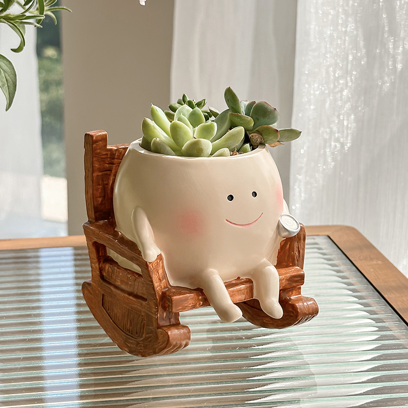 スタイリッシュで可愛い漫画風ゴースト樹脂製多肉植物プランター - Echeveria Succulent のレビューと価格