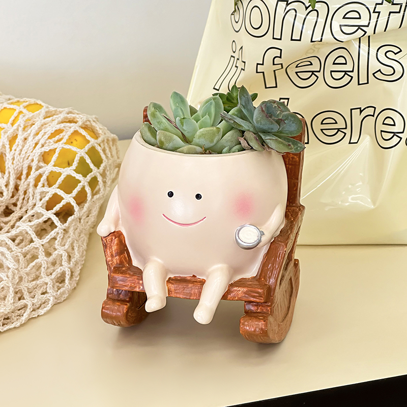 スタイリッシュで可愛い漫画風ゴースト樹脂製多肉植物プランター - Echeveria Succulent のレビューと価格