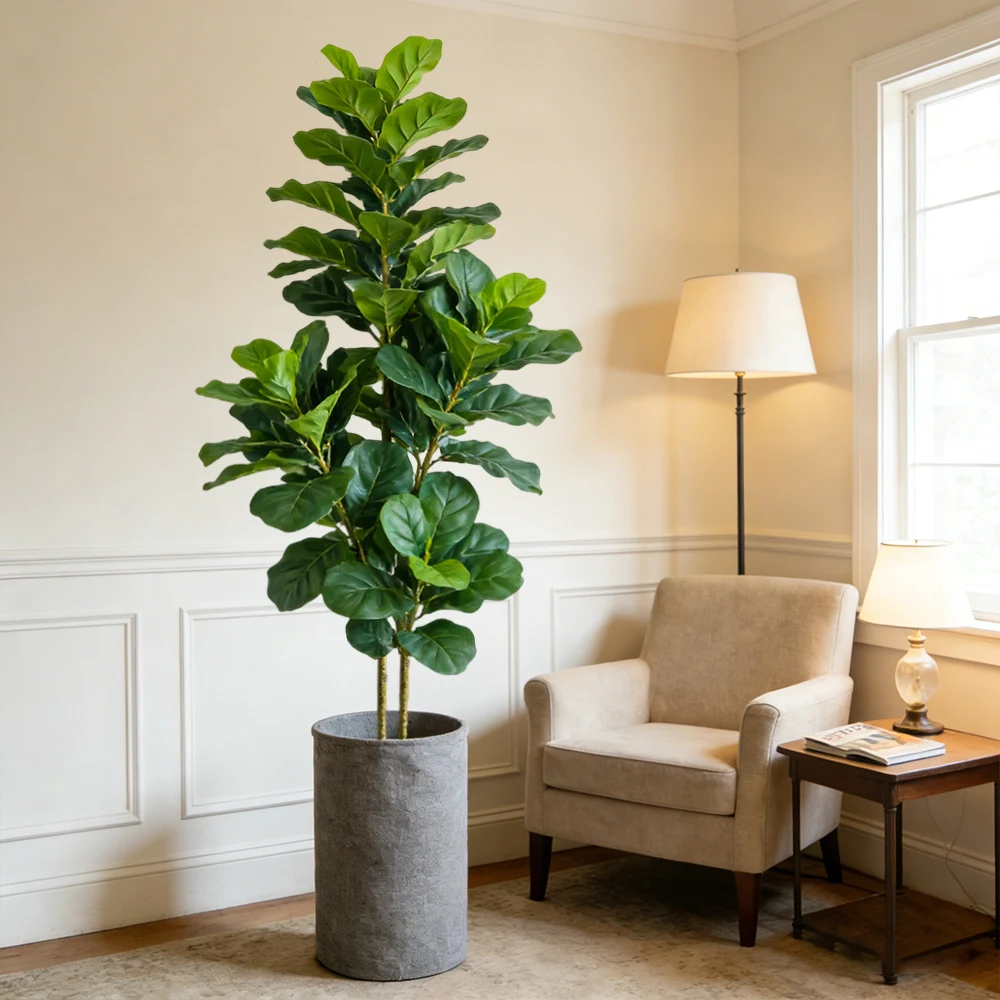 64/122cm人工フィドルフィグツリー、偽オーク植物、トロ - Ficus Lyrata Tree のレビューと価格